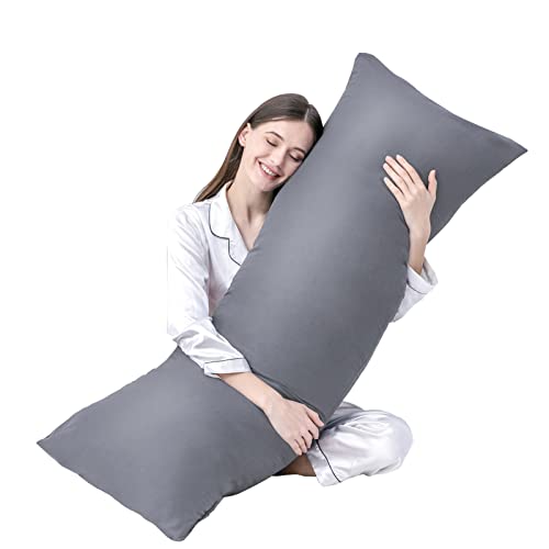 DOWNCOOL Large Body Pillow Insert- Breathable Full Body Pillow for Side Sleeper - Soft Long Bed Pillow for Adults - 20 x 54 inch （Grey, Without Cover）