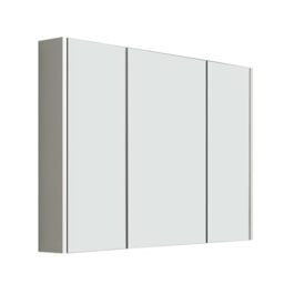 iBathUK Rehaus Wall Mounted Triple Door Mirror, Soft Close Doors with 2 Adjustable Shelves Cabinet, Copper Free Silver Mirror, Modern Bathroom Storage Cabinet in Gloss White, 900mm
