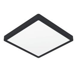 Eglo LED Ceiling Light Fitting Fueva 6, Square Ceiling lamp, Bathroom Lighting, Flush luminaire Made of Plastic in Black and White, Warm White-Cold White, IP44, 29 x 29 cm