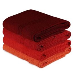 WELL HOME MOBILIARIO & DECORACIÓN Pale Orange, Orange, Red and Fuchsia 4 Piece Bath Towel Set