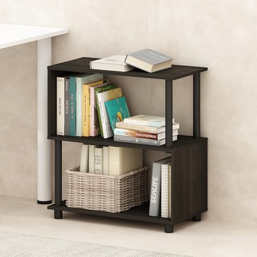 Furinno REED Book Shelf, 3-Tier Bookshelf, Bookcase with S-Shaped, 29.97 x 59.94 x 64.52 cm, for Living Room, Bedroom, Home Office, Espresso
