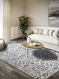 Villeroy & Boch Ernest Short Pile Rug - Classic Living Room Rug - Traditional Rug for Living Room, Bedroom, Dining Room, Hallway, Kitchen - Cream Blue, 120 x 170 cm