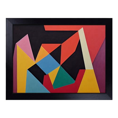 Lap Tray with Bean Bag Cushion, Suprematism Abstract Art - Handmade in the UK, Raised Wooden Edge, Padded Cushion, Heat-Resistant Wipe-Clean Surface, for Meals, Laptops and Crafts