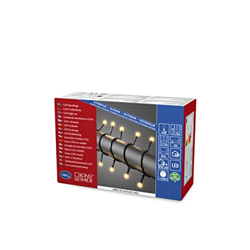 Konstsmide LED Berry Christmas Lights/Outdoor or Indoor (IP44) Fairy Lights / 160 Warm White Diodes/Black Cable String Lights