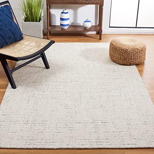 Safavieh Contemporary Rug for Living Room, Dining Room, Bedroom - Abstract Collection, Short Pile, in Ivory and Light Grey, 91 X 152 cm
