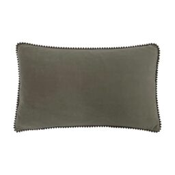 furn. Cosmo Polyester Filled Cushion – Soft Velvet Pom Pom Trim Decorative Pillow (Ochre – 45x45cm)