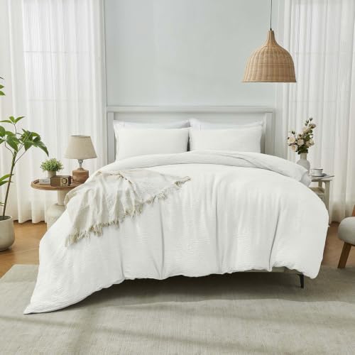 GC GAVENO CAVAILIA Microfiber Duvet Cover Double & Pillowcases - White - Breathable Bedding & Quilt Set - Extra Soft 100% Polyester Comforter Set - 200x200 cm
