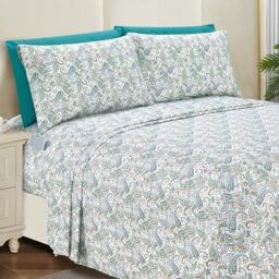 Elegant Comfort Softest and Coziest 6-Piece Sheet Set - 1500 Premium Hotel Quality Microfiber - Deep Pocket, Wrinkle Resistant 6-Piece Paisley Pattern Bed Sheet Set, Full, Paisley Teal