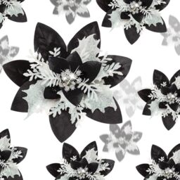 Geosar 24 Pcs Glitter Poinsettia Flowers with Clips, Black White, Gold