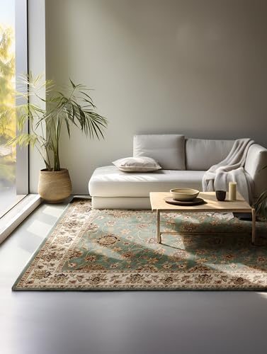 Nouristan Oriental Rug - Runner Oriental Classic Oriental Living Room Rug Densely Woven with Border Flat Weave for Living Room Bedroom Dining Room Hallway - Mint 80 x 120 cm