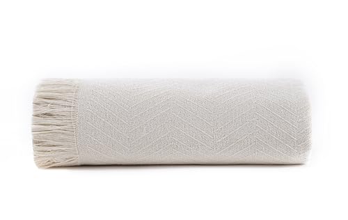 Todocama - Multipurpose Sofa Quilt, Foulard Blanket, Plaid for Bed, Sofa Cover, Jarapas, Made in Spain, Herringbone. (230 x 260 cm, Cream).