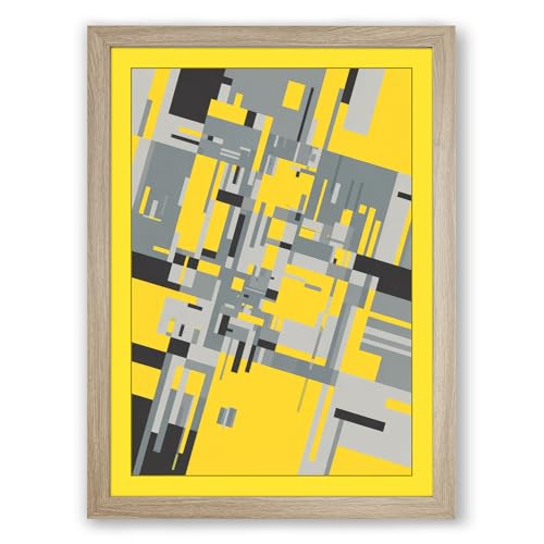 Urban Geometry from Above Geometric Framed Wall Art Print A4 (29.7×21cm) Oak, Wall Decor for Living Room, Bedroom, Office & Home, Ready to Hang, Art Gift