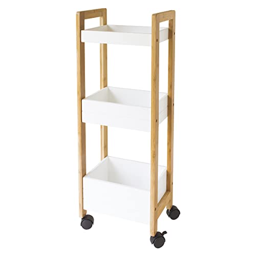 GELCO 709803 Nato Serving Trolley with 3 Shelves 79 x 19 x 28 cm Bamboo White