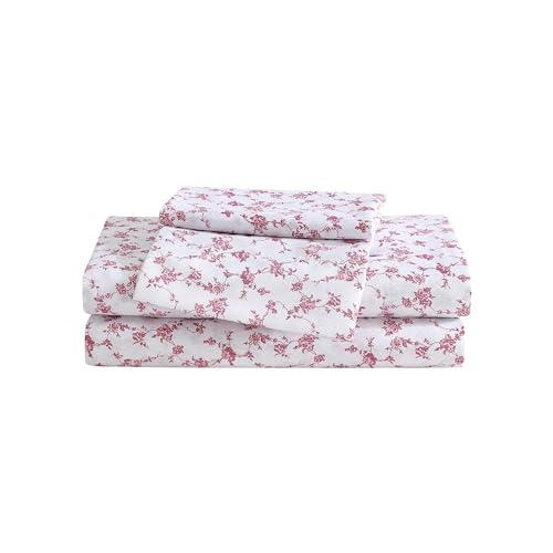 Betsey Johnson - Full Bed Sheets, Soft & Lightweight Bedding, Fade & Wrinkle Resistant (Floral Toile Pink, Full)