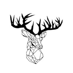 Homemania HOMESRV-11 Wall Decoration - Wall Art - Animals, Deer - for Living Room, Bedroom - Black on Metal, 50 x 1.5 x 50 cm
