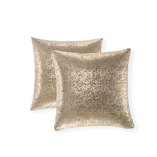Xinrjojo Sparkling Decorative Pillow Cases, Silver Grey Pillows, 16x16 inch Pillow Covers, for Home Sofa Couch Chair Back Seat Bedroom Car, Starry 2 Pack (Bronzing- Dark Gray)