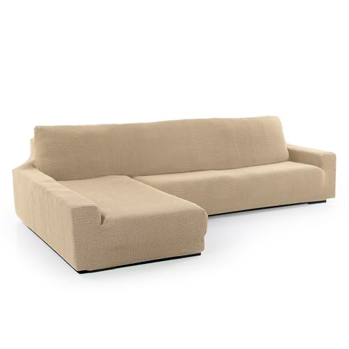 SOFASKINS?? Super Elastic Chaise Longue Cover, Sofa Cover Left Long Armrest, Sofa Cover Breathable, Comfortable and Durable, Compatible Dimensions of Sofa (210-340 cm), Colour Beige