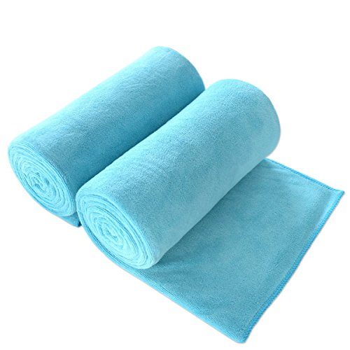 "JML Bath Towel, Microfiber Towel Sets 2 Pack (30"" x 60"") - Large Size, Extra Absorbent, Quick Drying, Multipurpose Use as Bath Fitness Towel, Sports Towels, Yoga Towel, Aquamarine"