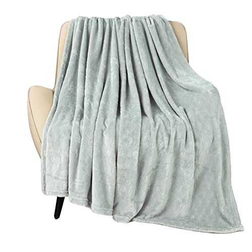 "TOONOW Fleece Blanket Super Soft Cozy Throw Blanket 50"" x 60"", Lightweight Fuzzy Comfy Textured Flannel Blanket Winter Warm Plush Throw Blankets for Couch, Sofa, Bed, Mirage Gray"