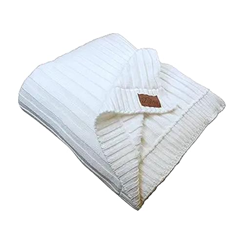 Dalisa 100% Organic Cotton Knit Blanket Denise -Soft and Lightweight, Breathable All-Season Throw for Bed, Sofa, or Lounge Area -Perfect for Home and Bedroom Styling (White, 80x90)