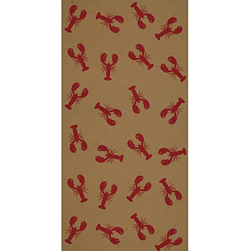 "Beistle 24"" x 50' Nautical Theme Lobster Print Kraft Paper Table Roll, Luau Party Tablecovers, Brown/Red"