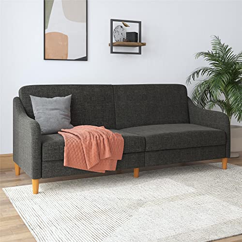 DHP Jasper Coil Sofabed Grey Linen, 83x196x83cm (DxWxH)
