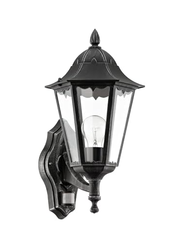 Eglo Navedo 1-Bulb Outdoor Wall Lamp, 6 Panel Lantern incl. Motion Detector