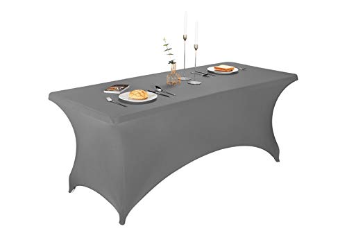 LZY Spandex Fitted Stretch Table Cover for 6 ft or 4ft or 8ft Folding Table, Rectangular Cocktail Tablecloth, Perfect for Party or Banquet