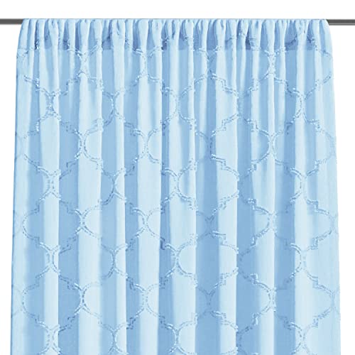AmeliaHome Curtain 140 x 270 cm 1 Piece Semi-Transparent Ruffle Tape Light Blue Delva