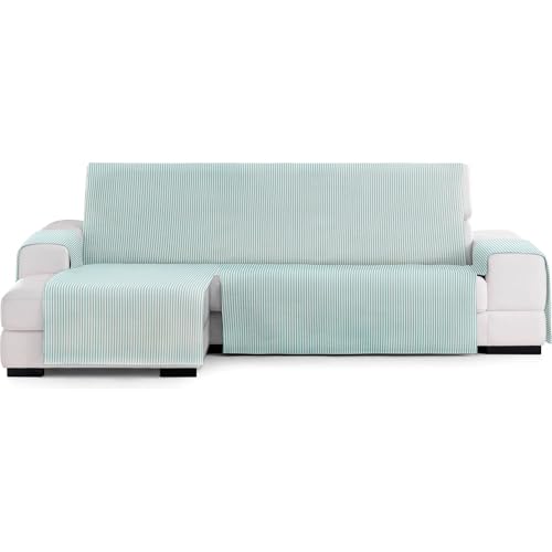 ECOMMERC3 - Chaise Longue Sofa Cover with Elastic Bands for Left/Right Chaise Lounge ??? Chaise Sofa Cover Ecru/Mint Adjustable and Versatile for Chaise Longue Sofas, Total Protection