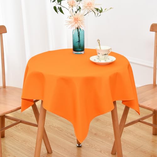 NEWISHER Orange Small Square Tablecloth 36 x 36 inch, Washable Table Cloth - Heavy Duty Polyester Fabric Table Cloth, Reusable Solid Small Coffee Table Cover, Tablecloth for Nightstand Bedside End Table