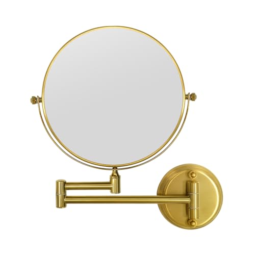 "GURUN 8"" Wall Mounted Makeup Mirror with 10X Magnification,Two-Sided Swivel Bathroom Mirror,Brushed Gold Finish M1306GJ(8"",10X)"