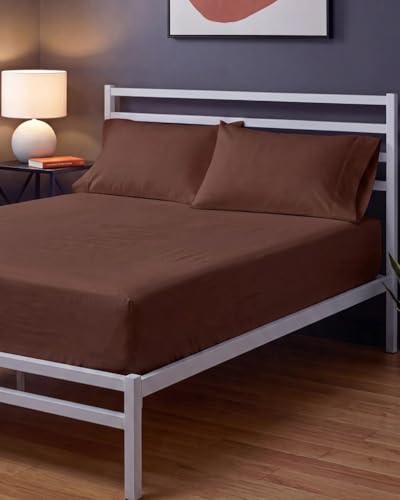 Sleepy Town Cal King Size Bed Sheets - 3 Piece - NO Flat Sheet Included - California King Sheet Set - Soft, Comfy & Cooling - Easy Care - Wrinkle & Fade Free - Brushed Microfiber Bed Sheets (Brown)