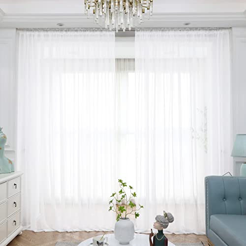 ABCHOME Sheer Curtains Inches Long Window Sheer Curtain 2 Panels Sheer Curtains Size 63 72 95 108 145 Long Inch Bedroom Children Living Room Yard (Ivory, 52 W x 72 L - 2 Pcs)
