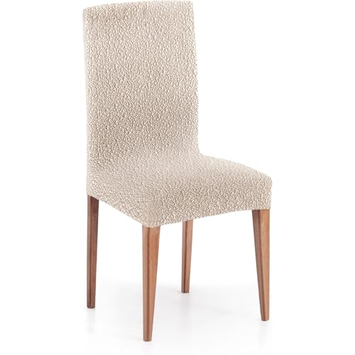 ECOMMERC3 - 2 Bi-elastic Jacquard Fabric Chair Covers - Super Elastic, Breathable and Adjustable Ecru Chair Covers