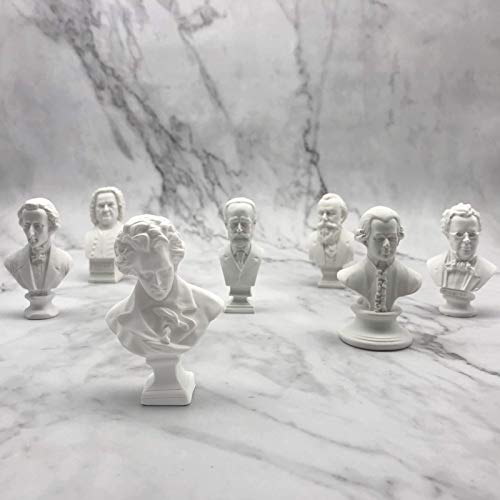 BIUBIUGO Classic Mini 2.7” Greek Bust,Home Décor Mini Resin Figure Sculpture Beethoven Bust,Music Composers Greek Statues Bust Statue Set Crafts Replica 7 Piece/Set (Musician)