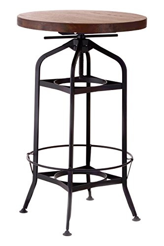 Premier Housewares Metal New Foundry Bar Table, Walnut/Black