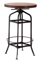 Premier Housewares Metal New Foundry Bar Table, Walnut/Black
