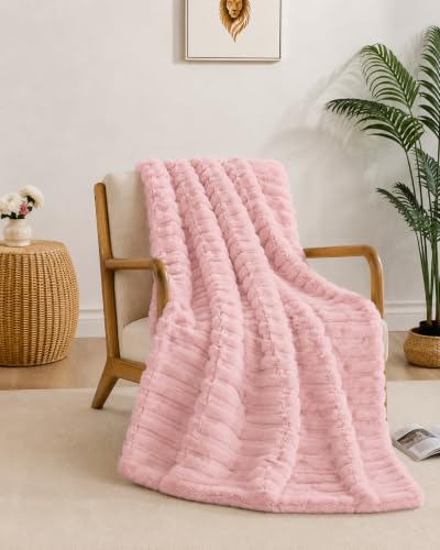 Miracle Home. Plaid Rabbit Agate, Reversible Microfiber Blanket with Rabbit and Sherpa Touch, 560 g/m², 130 x 16 cm