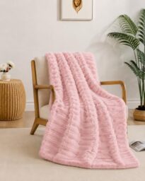 Miracle Home. Plaid Rabbit Agate, Reversible Microfiber Blanket with Rabbit and Sherpa Touch, 560 g/m², 130 x 16 cm
