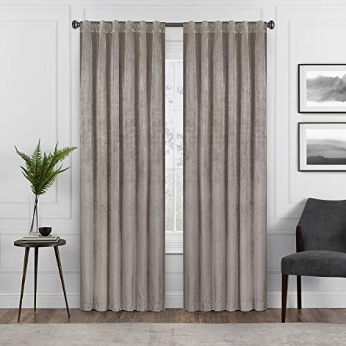 "Eclipse Harper Velvet Rod Pocket Curtains for Bedroom, Single Panel, 50"" x 84"", Mushroom"
