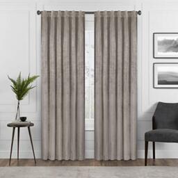 "Eclipse Harper Velvet Rod Pocket Curtains for Bedroom, Single Panel, 50"" x 84"", Mushroom"