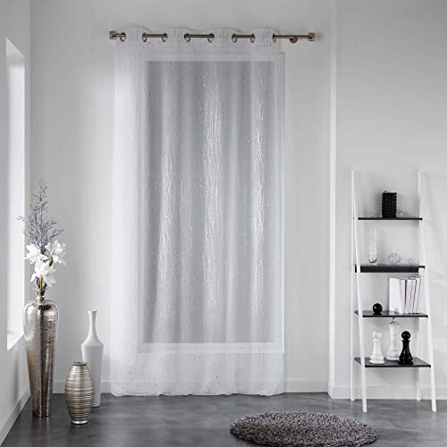 Douceur d'Intérieur 1624701 Filiane Curtain with Eyelets Polyester White 140 x 240 cm