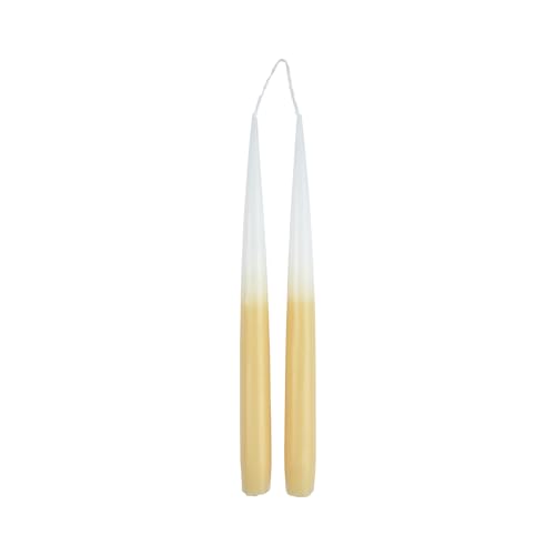 Homéa, Set of 2 Candlestick Candles 26 cm Arty Tie and Dye White and Semolina