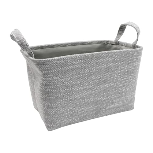 JVL Serena Rectangular Storage Basket with Handles, Home Storage Solution, Light Grey