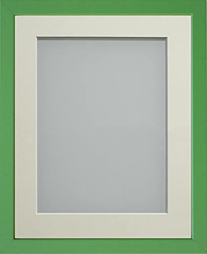 Frame Company Jellybean Range Green Wooden 10x8 inch Picture Photo Frame with Ivory Mount for Image 8x6 inch * Choice of Colours & Sizes* Fitted with Perspex