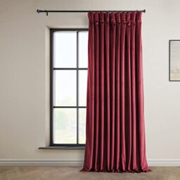 HPD Half Price Drapes Heritage Plush Velvet Curtains 84 Inches Long Room Darkening Curtains for Bedroom & Living Room 100W x 84L, (1 Panel), Cinema Red