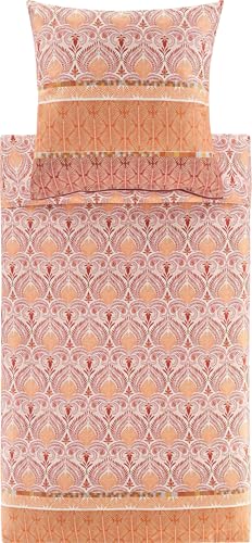 Bassetti Nairobi 9332139 Bed Linen + 1 Pillowcase Made of 100% Cotton Satin in Red R1, Dimensions: 200 x 200 cm + 1 K 80 x 80 cm