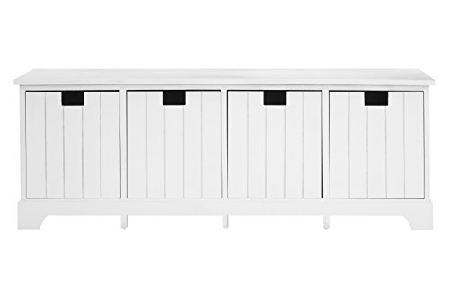 Premier Housewares New England 4-Drawer Bench, Wood, White