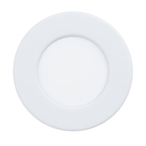 EGLO Fueva 5 Recessed LED Spotlight Diameter 8.6 cm Steel and Plastic Light Surface, LED Recessed Light in White, Bathroom Recessed Spotlight, Flat, Low Installation Depth 26 mm, Neutral White, IP44